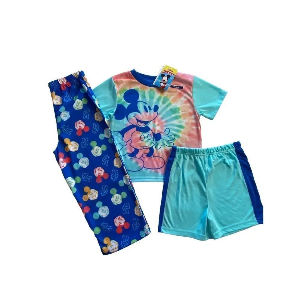 Disney Mickey Mouse Boy’s 4T Tie Dye 3-Piece Pajama Set